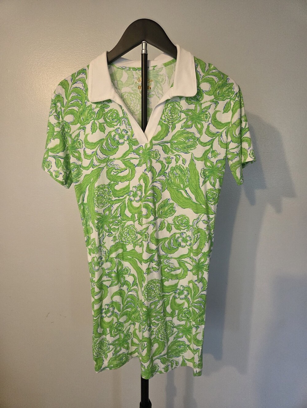 Lilly Pulitzer Green & White Tropical Print Polo Dress Girls